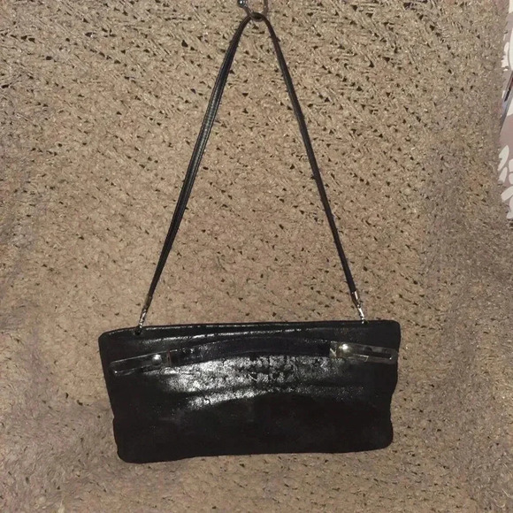 DUE FRATELLI-Vintage-Black Oiled Suede-Paisley Pattern-Hand/Shoulder-Near Mint - Picture 4 of 5